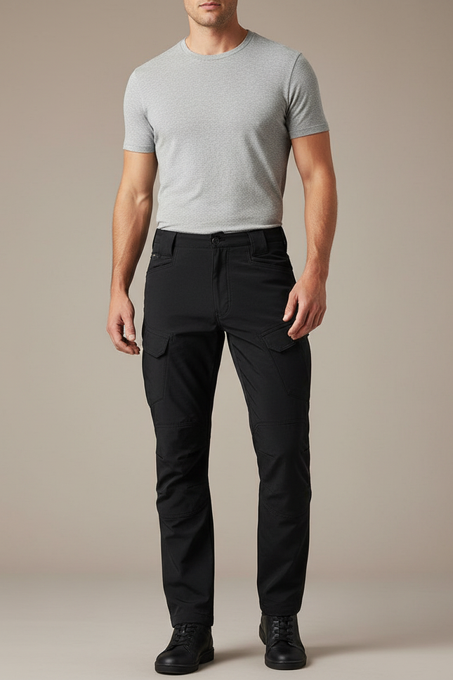 Pantalon Cargo Noir Tactique Ajusté Homme - Polyester