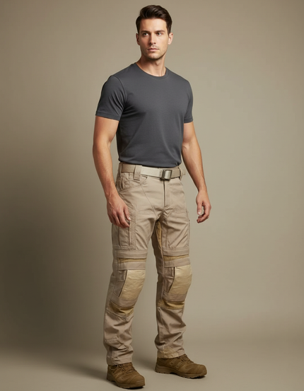 Pantalon Cargo Tactique Beige Résistant Multipoches Homme - Toile