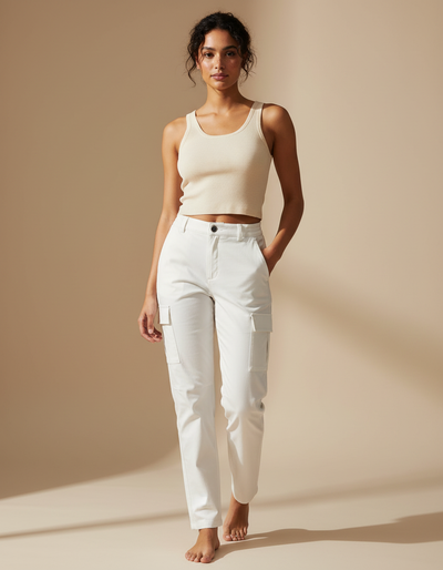 Pantalon Cargo Femme Blanc