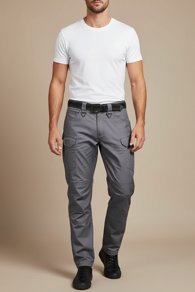 Pantalon Cargo Gris Multipoches Tactique Homme - Toile