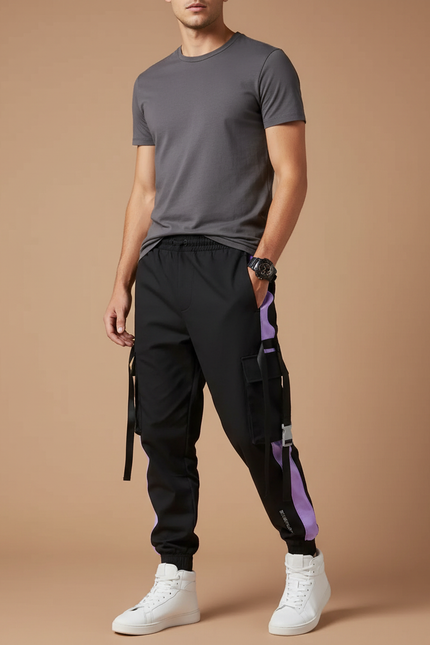 Pantalon Cargo Streetwear Homme - Noir Polyester