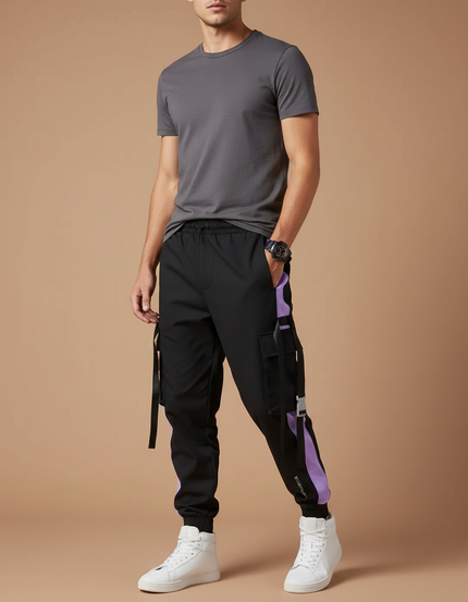 Pantalon Cargo Streetwear Homme - Noir Polyester