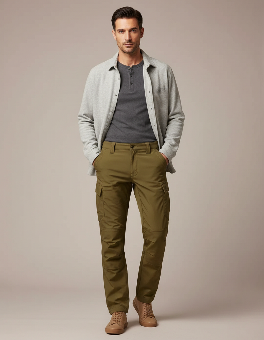 Pantalon Cargo Olive Homme - Kaki Polyester