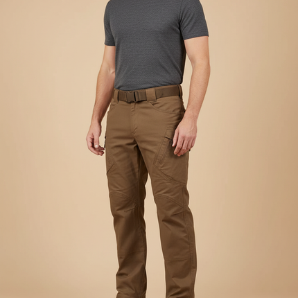 Pantalon Cargo Marron Tactique Multipoches Résistant Homme - Toile