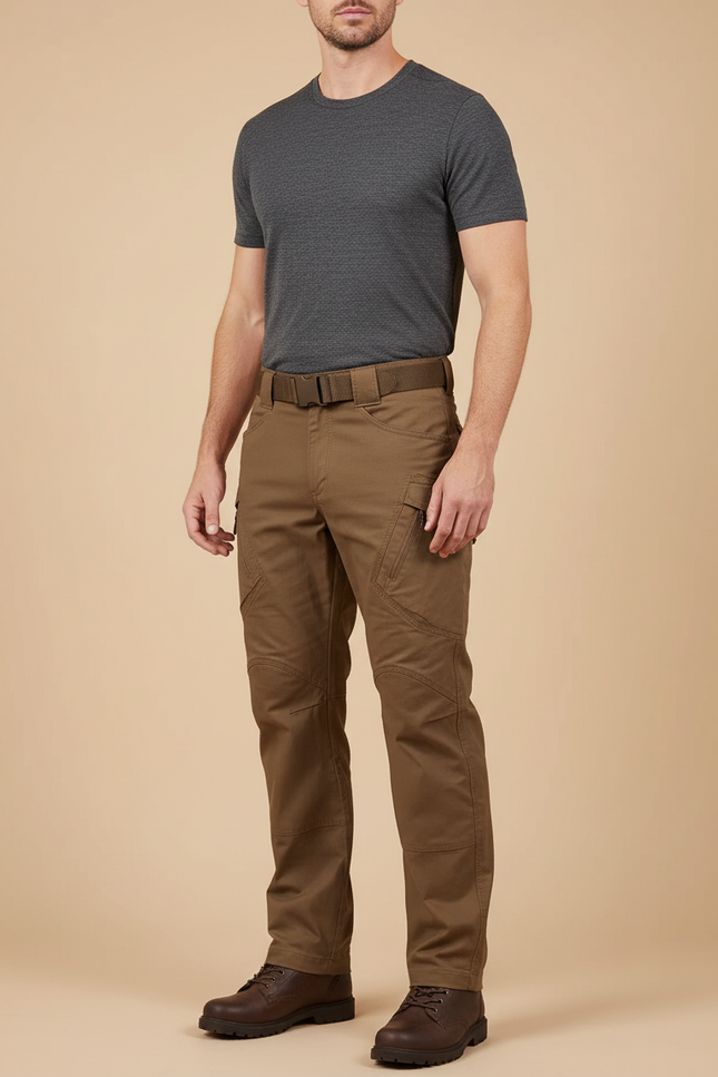 Pantalon Cargo Marron Tactique Multipoches Résistant Homme - Toile