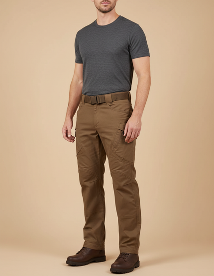 Pantalon Cargo Marron Tactique Multipoches Résistant Homme - Toile