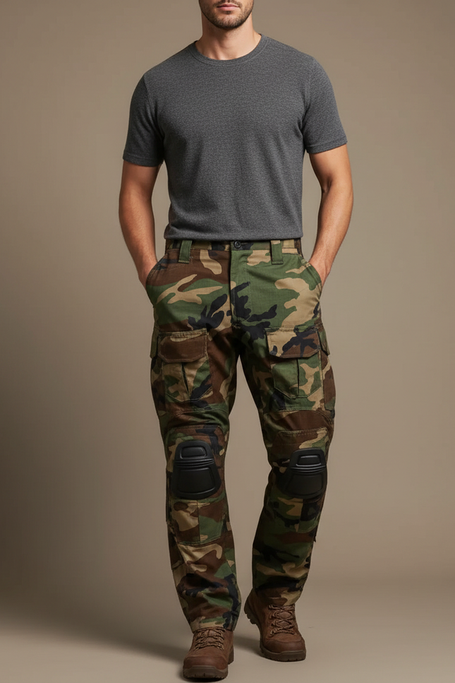 Pantalon Cargo Camouflage Militaire Homme Renforcé Tactique - Multicolore Toile