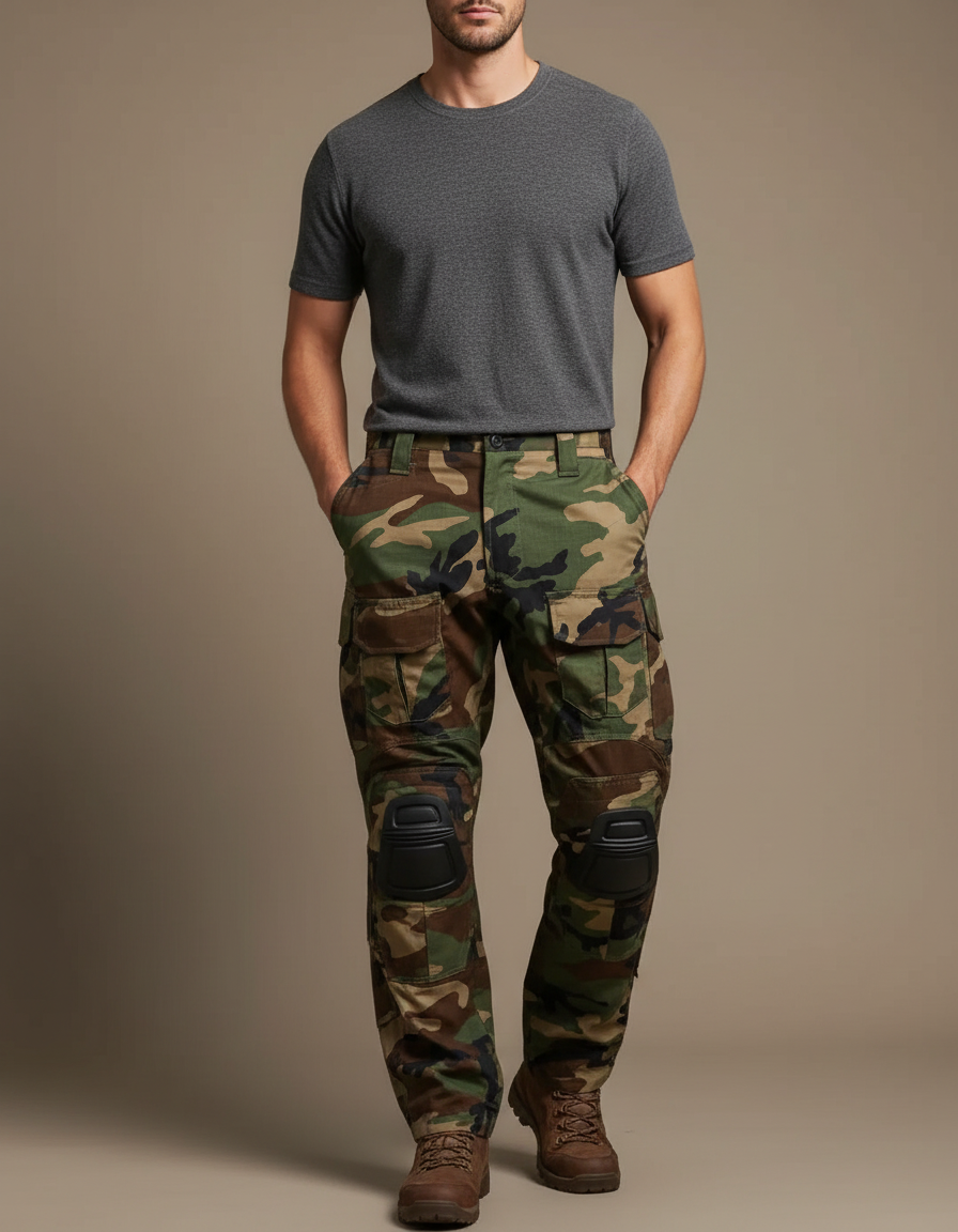 Pantalon Cargo Camouflage Militaire Homme Renforcé Tactique - Multicolore Toile