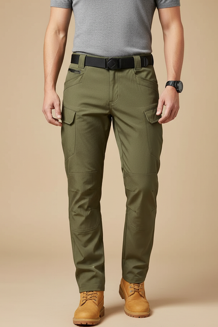 Pantalon Cargo Vert Tactique Multipoches Homme - Kaki Polyester