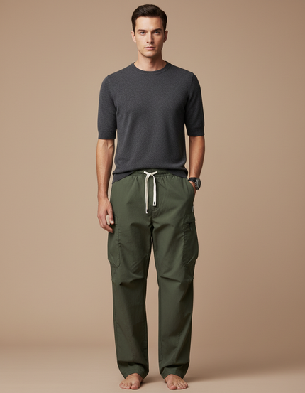 Pantalon Cargo Kaki Ample Léger Décontracté Homme - Polyester