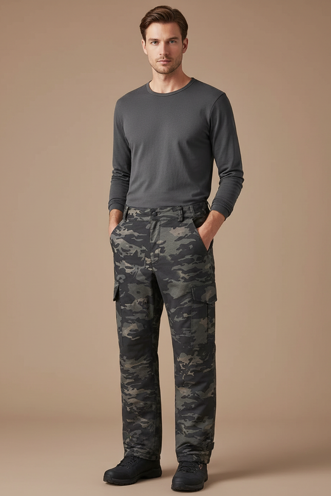 Pantalon Cargo Camouflage Militaire Ample Multipoches Homme - Multicolore Toile