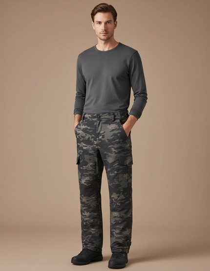 Pantalon Cargo Camouflage Militaire Ample Multipoches Homme - Multicolore Toile