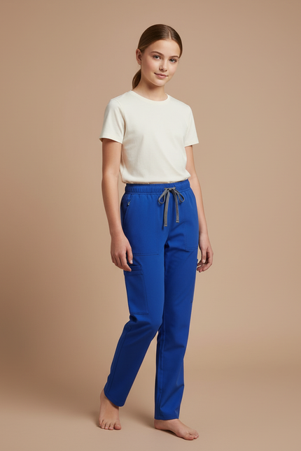 Pantalon Cargo Bleu Royal Cordon Élastique Confortable Enfant - Polyester
