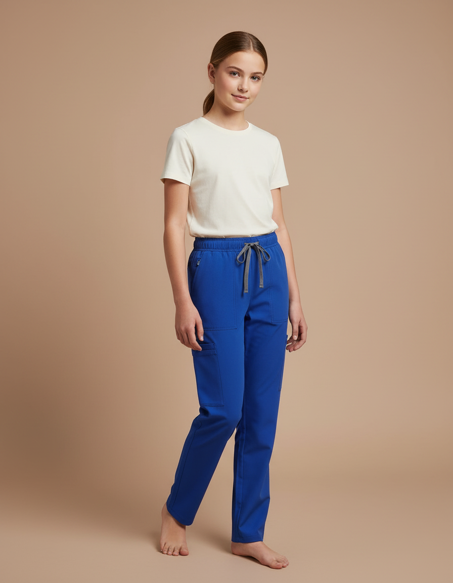 Pantalon Cargo Bleu Royal Cordon Élastique Confortable Enfant - Polyester