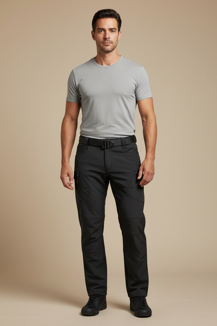 Pantalon Cargo Noir Technique Multipoches Homme - Polyester