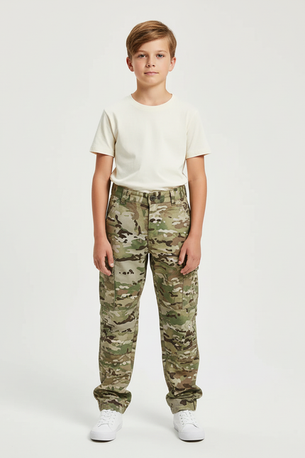 Pantalon Cargo Camouflage Enfant Multipoches Décontracté - Multicolore Toile