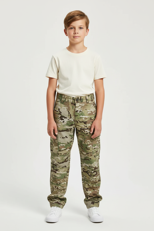 Pantalon Cargo Camouflage Enfant Multipoches Décontracté - Multicolore Toile