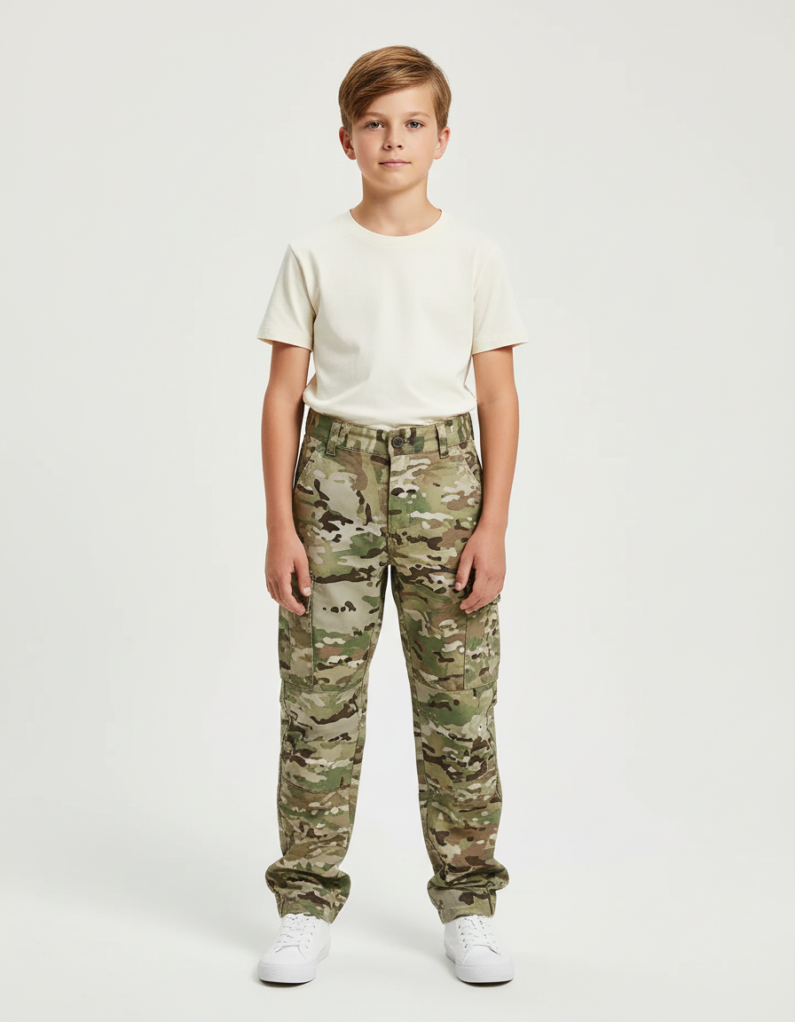 Pantalon Cargo Camouflage Enfant Multipoches Décontracté - Multicolore Toile