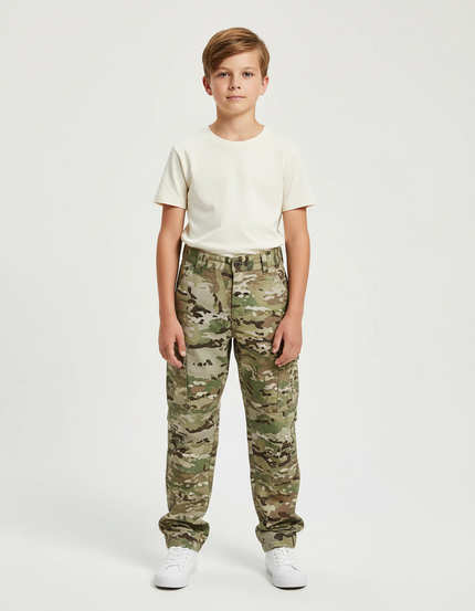 Pantalon Cargo Camouflage Enfant Multipoches Décontracté - Multicolore Toile