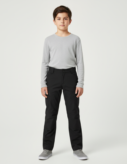 Pantalon Cargo Noir Multipoches Enfant Léger Respirant - Polyester