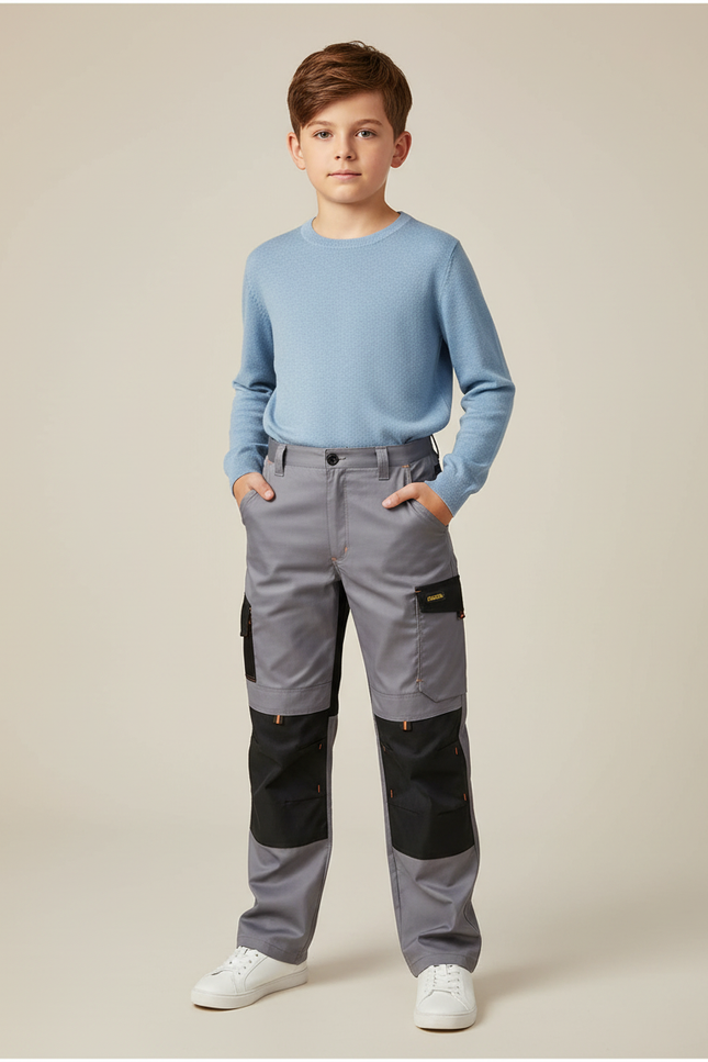 Pantalon Cargo Gris Technique Multipoches Enfant - Polyester