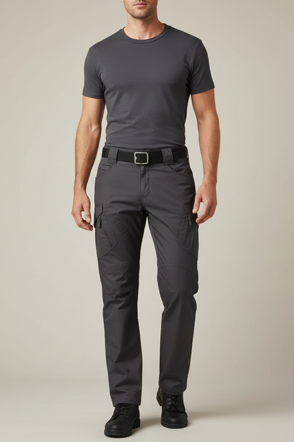 Pantalon Cargo Gris Homme Tactique Résistant Multi-Poches - Polyester