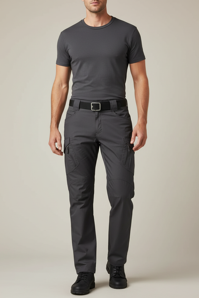 Pantalon Cargo Gris Homme Tactique Résistant Multi-Poches - Polyester