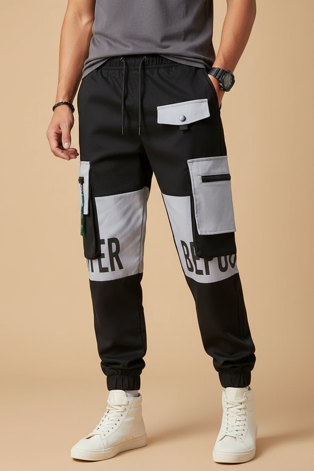 Pantalon Cargo Urbain - Noir Polyester