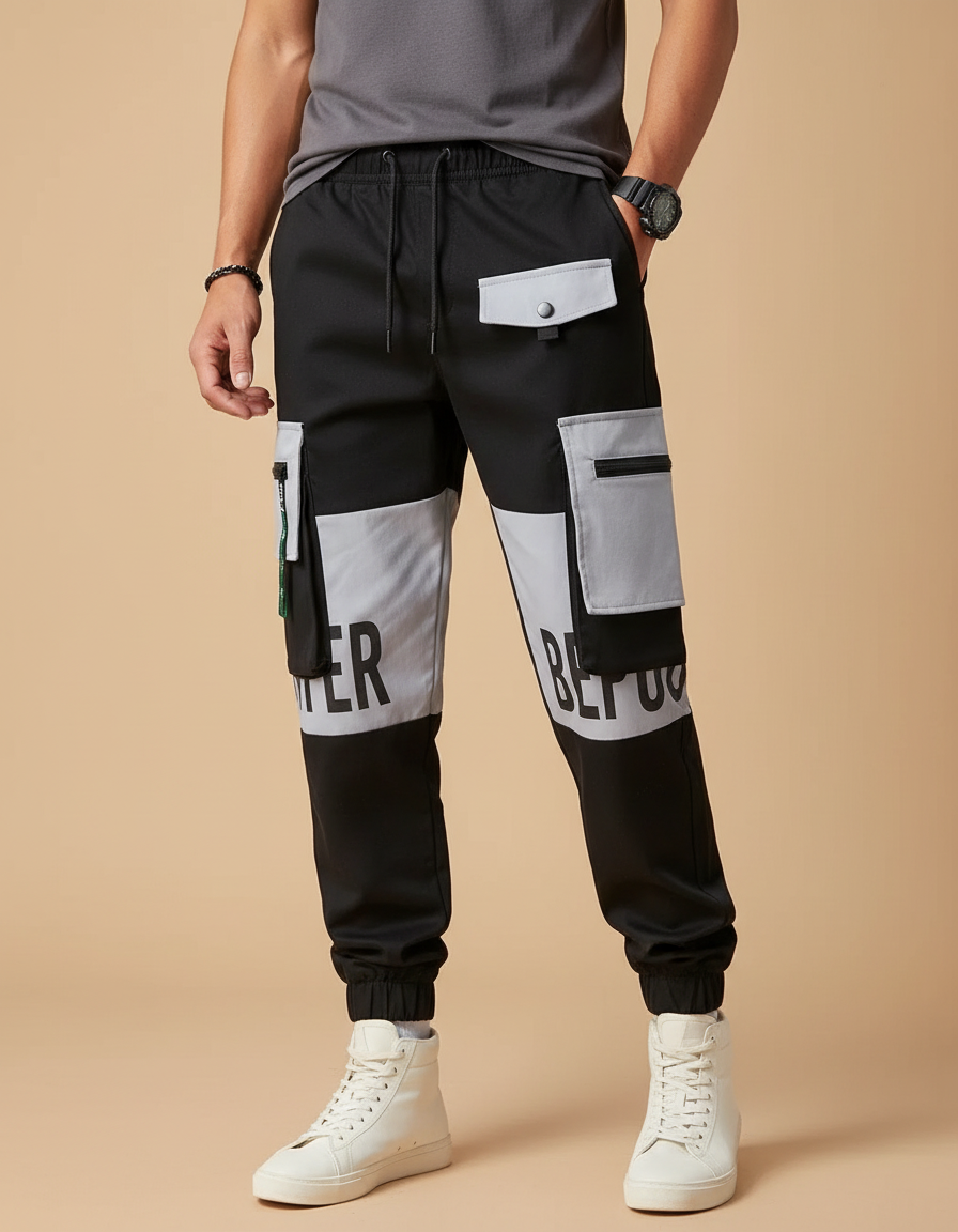 Pantalon Cargo Urbain - Noir Polyester