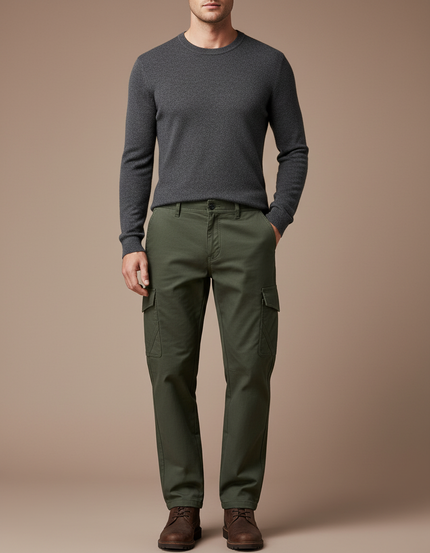 Pantalon Cargo Homme Vert - Kaki Gabardine