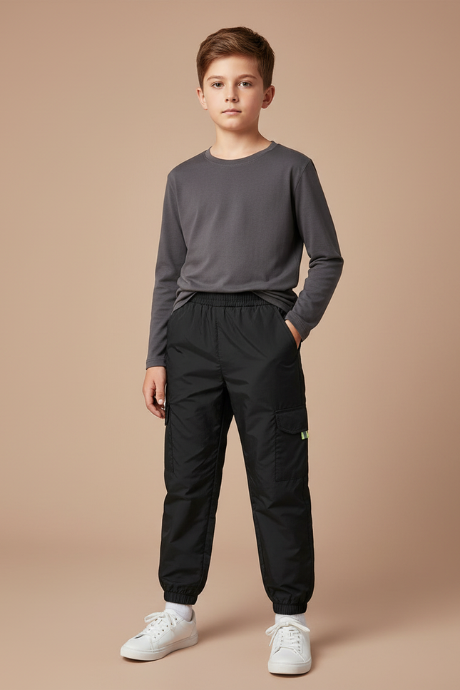 Pantalon Cargo Noir Décontracté Coton Garçon - Polyester