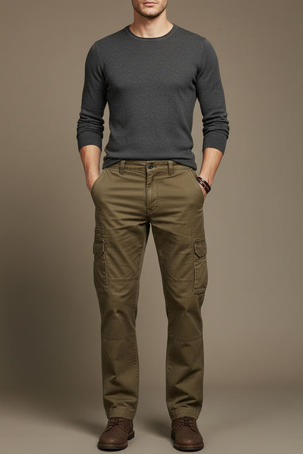 Pantalon Militaire Cargo Homme - Kaki Toile