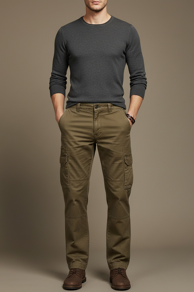 Pantalon Militaire Cargo Homme - Kaki Toile