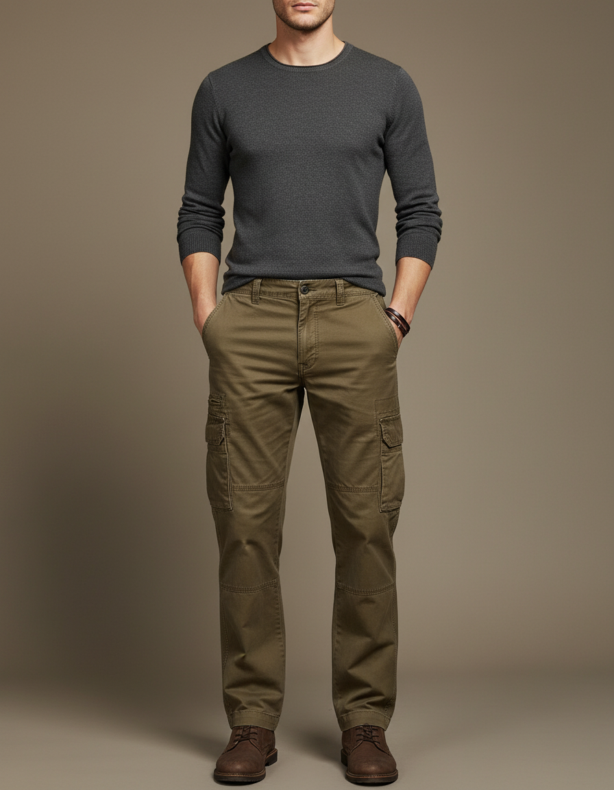 Pantalon Militaire Cargo Homme - Kaki Toile