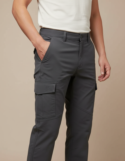 Pantalon Cargo Gris Multipoches Décontracté Homme - Polyester