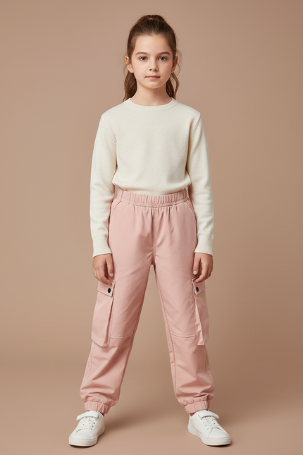 Pantalon Cargo Rose Ample Enfant Thermique - Polyester