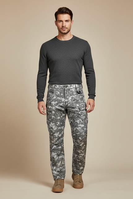 Pantalon Cargo Camouflage Digital Gris Homme Militaire - Toile