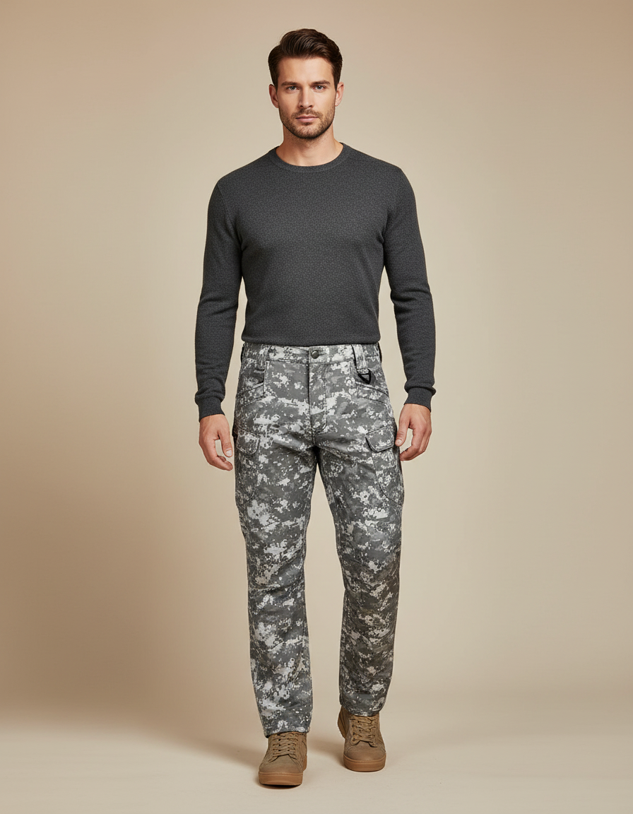 Pantalon Cargo Camouflage Digital Gris Homme Militaire - Toile