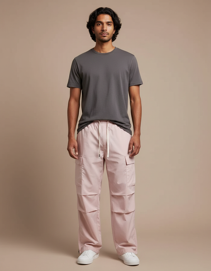 Pantalon Cargo Rose Ample Décontracté Homme Coton - Toile