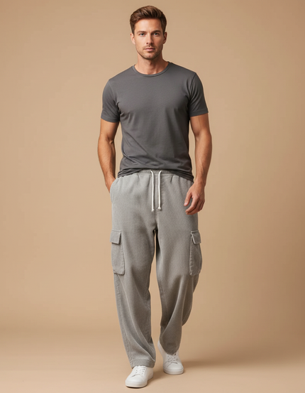 Pantalon Cargo Velours Côtelé Homme - Gris Cordé