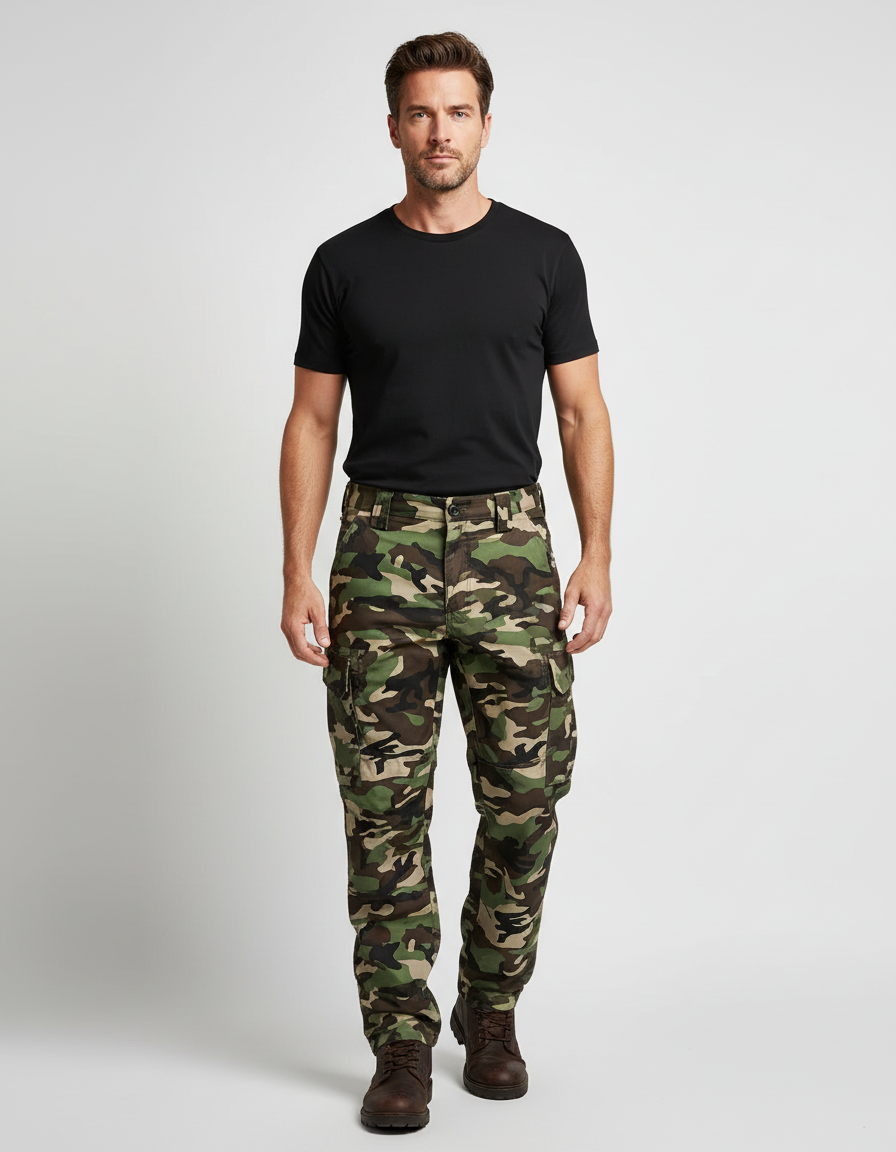 Pantalon Cargo Camo Homme - Imprimé Toile