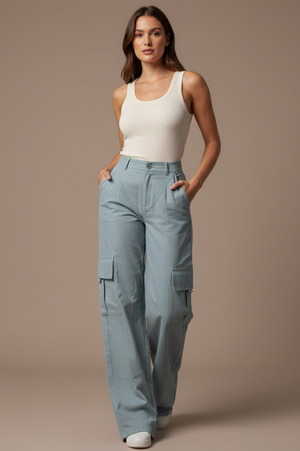 Pantalon Cargo Utility - Bleu Gabardine