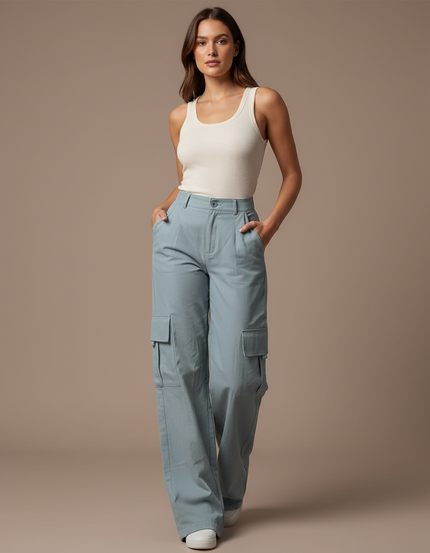Pantalon Cargo Utility - Bleu Gabardine