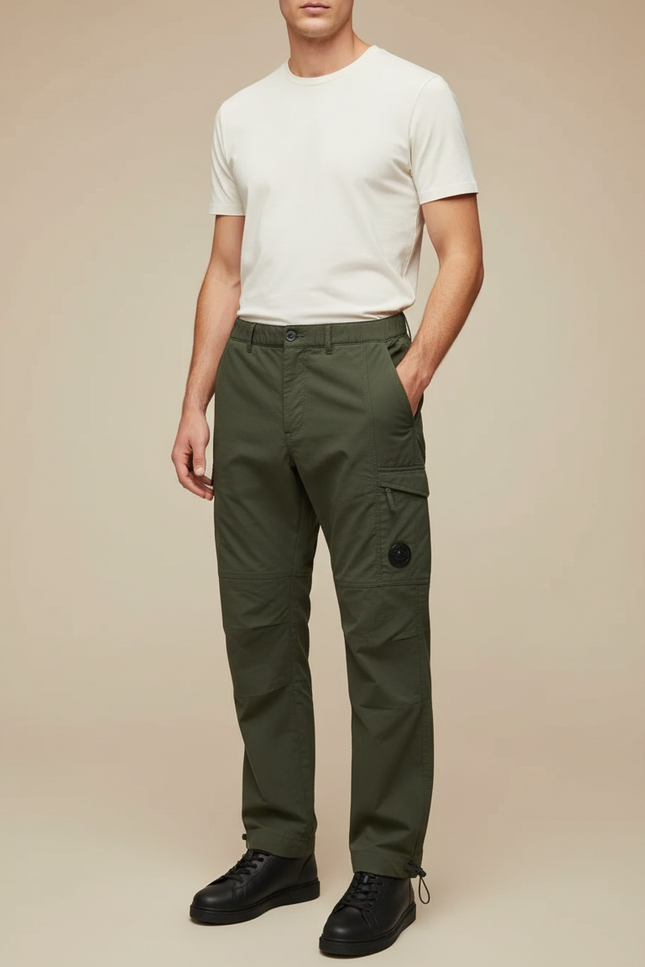 Pantalon Cargo Vert Droit Multipoches Homme Décontracté - Kaki Gabardine