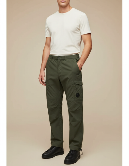 Pantalon Cargo Vert Droit Multipoches Homme Décontracté - Kaki Gabardine