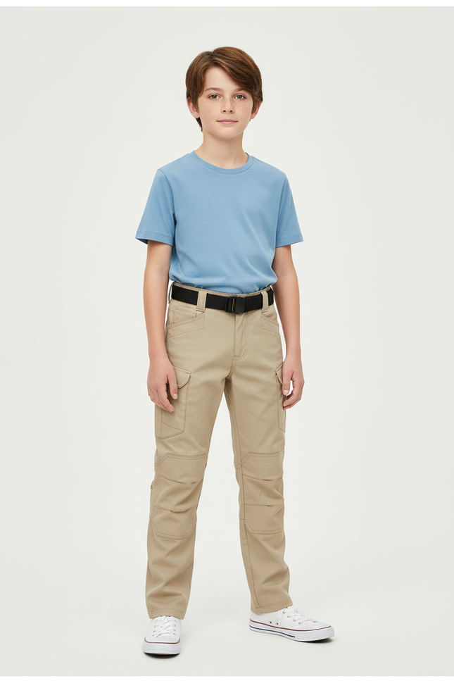 Pantalon Cargo Beige Multipoches Décontracté Garçon - Toile