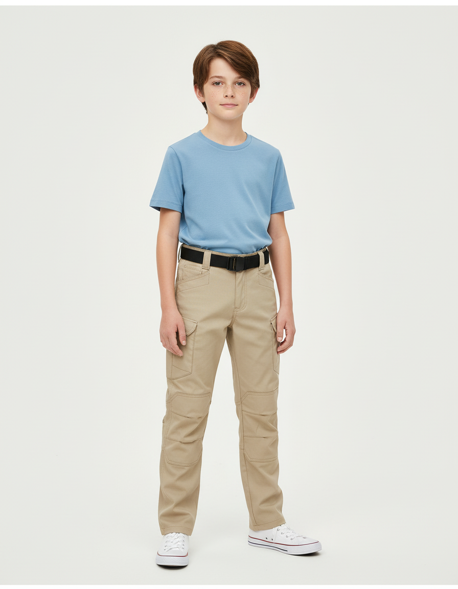 Pantalon Cargo Beige Multipoches Décontracté Garçon - Toile