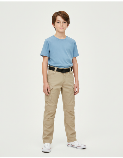 Pantalon Cargo Beige Multipoches Décontracté Garçon - Toile
