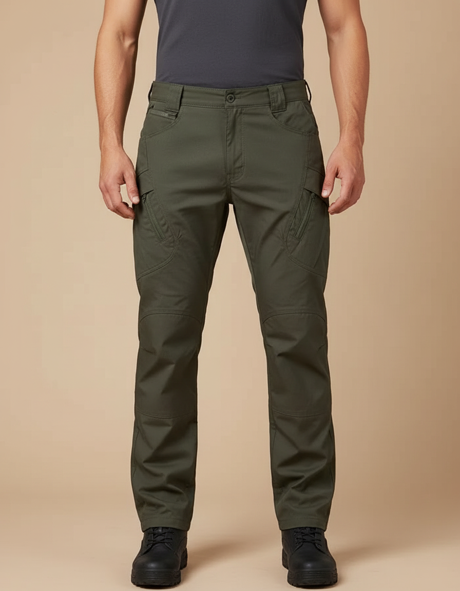 Pantalon Cargo Vert Kaki Multipoches Tactique Homme - Toile
