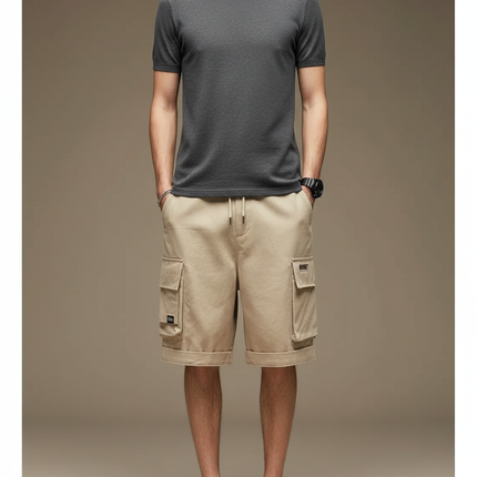 Pantalon Cargo Beige Décontracté Multi-Poches Homme - Toile
